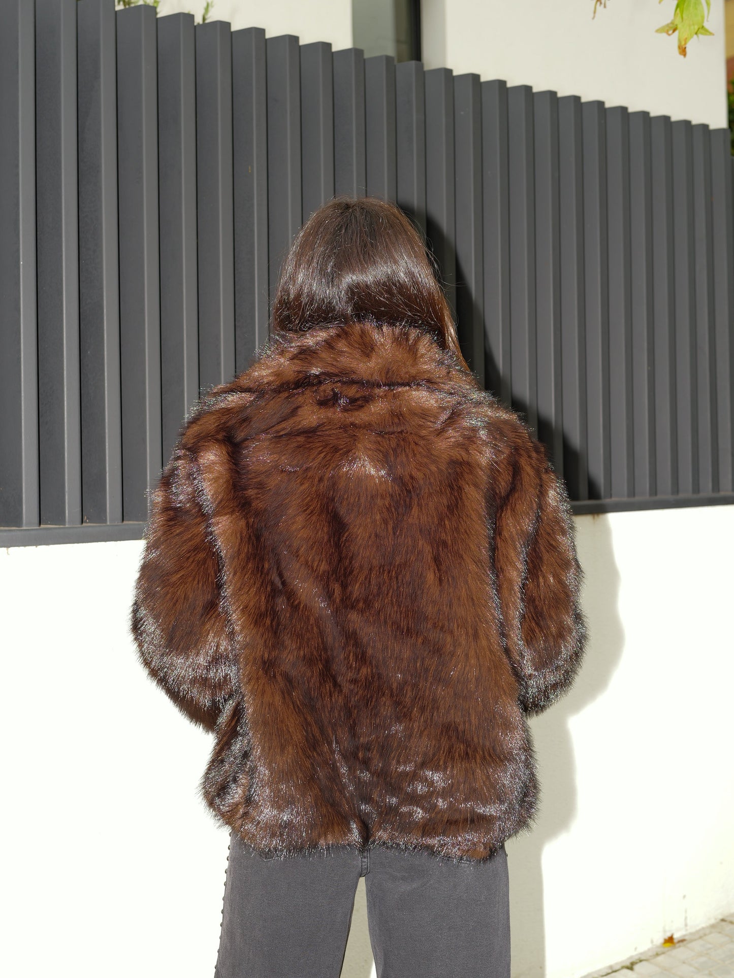 Chaqueta pelo solapa chocolate