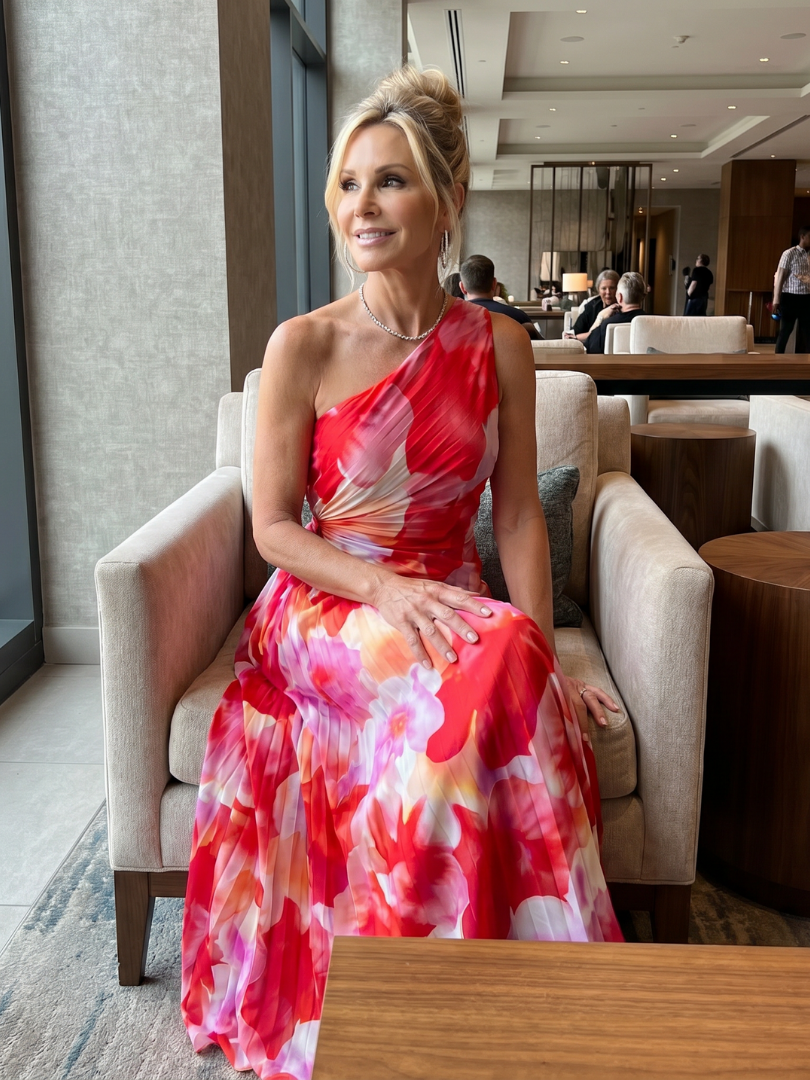 Taya | Abito midi con corpino plissettato a spalla unica