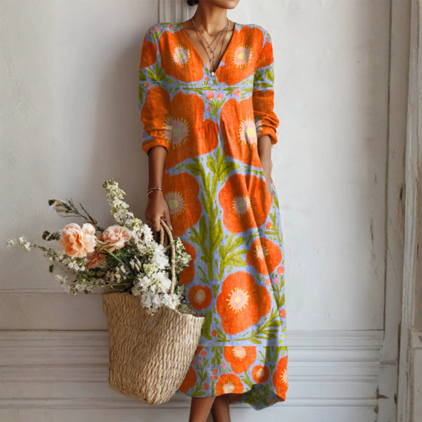 Claire | Robe Linon à Imprimé Fleuri Enchanté