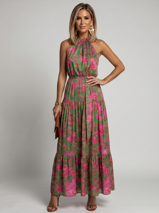 Rowen | Abito Midi con Scollo Halter Drappeggiato
