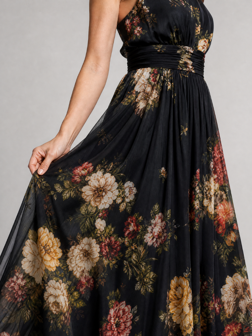 Sior | Vestito Midi con Scollo Halter a Fiori