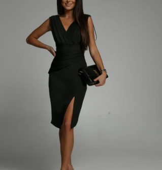V-neck Sleeveless Split High Waist Dress