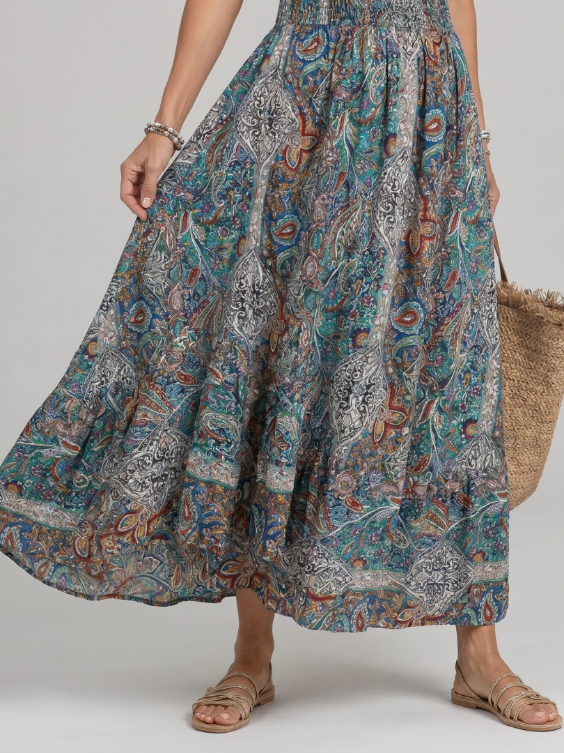 Marisela | Abito midi senza maniche con stampa paisley
