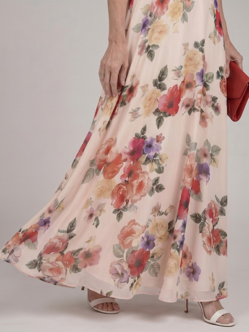 Elarose | Abito Maxy con Gonna Fluttuante senza Maniche