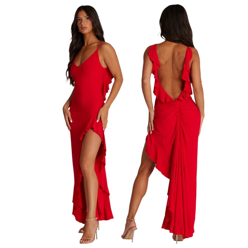 Zari vestido alto sin mangas con abertura