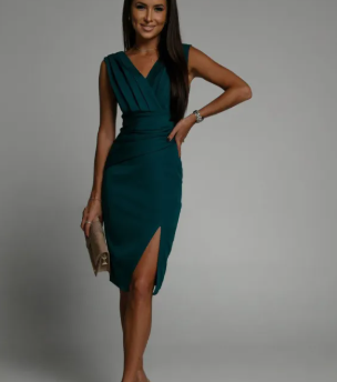V-neck Sleeveless Split High Waist Dress