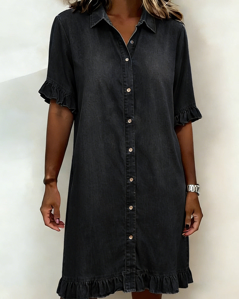 Elena | Abito Casual in Denim con Ruches