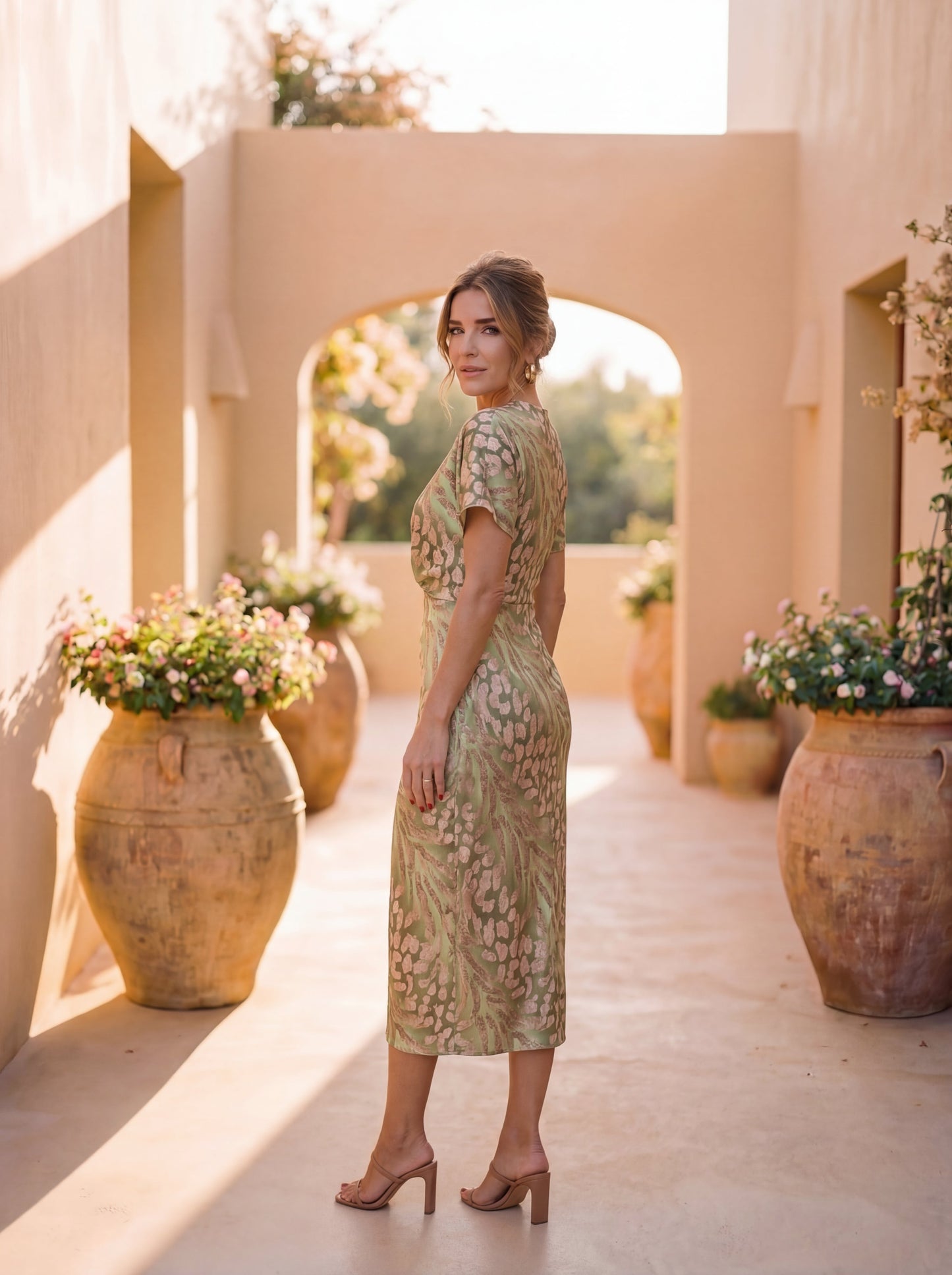 Laura / Vestido elegante y holgado con un estampado refinado