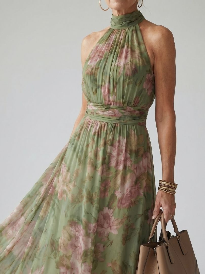 Mirelle | Abito Midi con Scollo All'Americana Arricciato