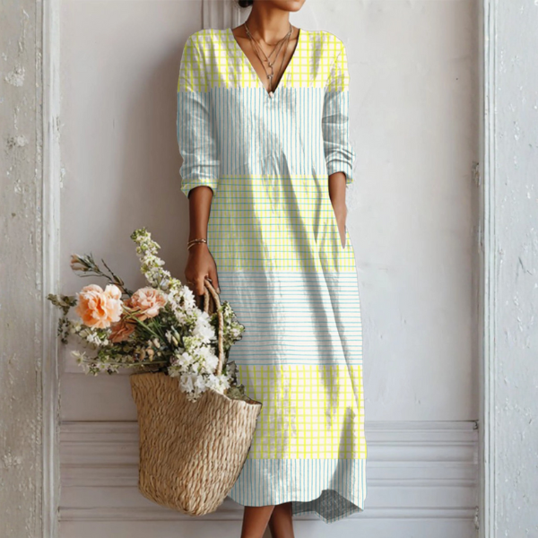 Olivia | Robe Linon à Imprimé Vintage