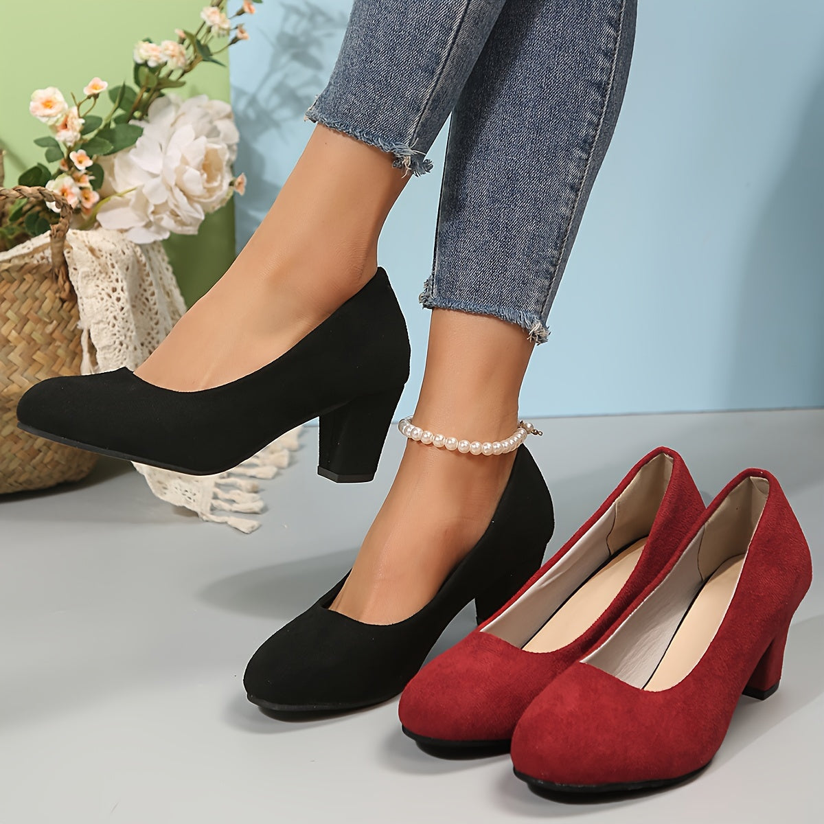 Serena | Scarpe con Punta Larga e Tacco Stabile