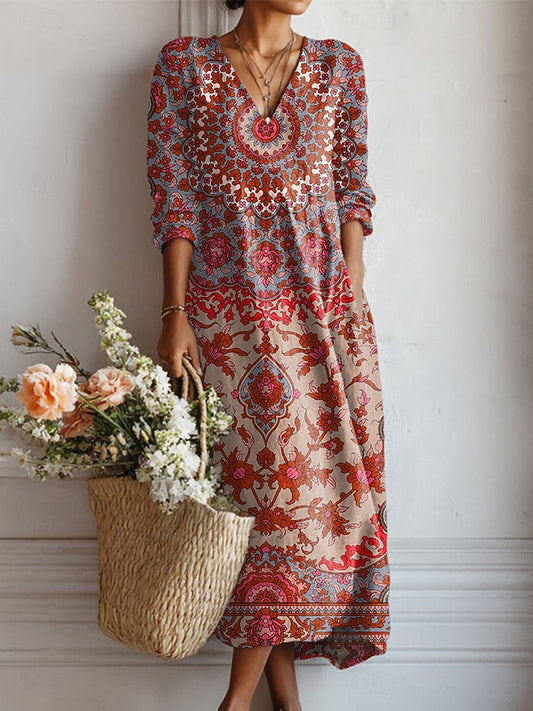 Zoé | Robe Linon Bohème à Imprimé Vintage