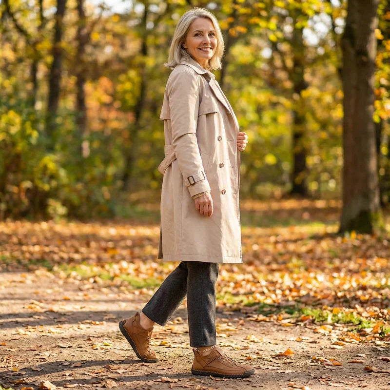 Gisela - Zapatillas ortopédicas cómodas de efecto piel